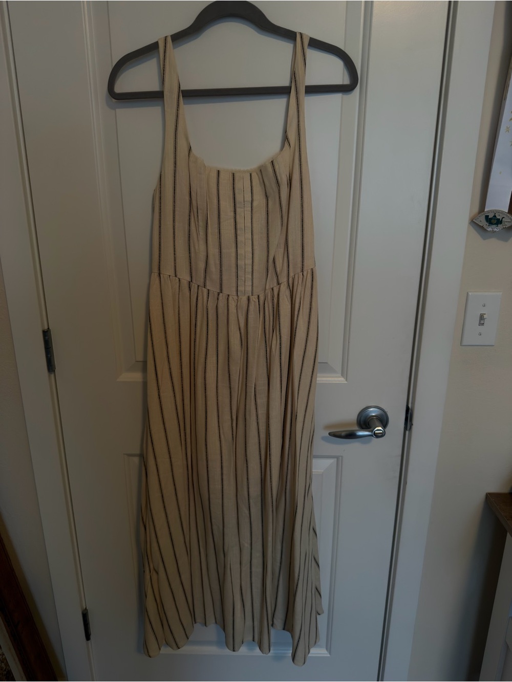 Striped Midi Dress- Light Khaki